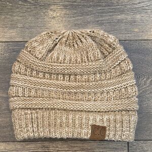 C.C Knit Beanie in Beige